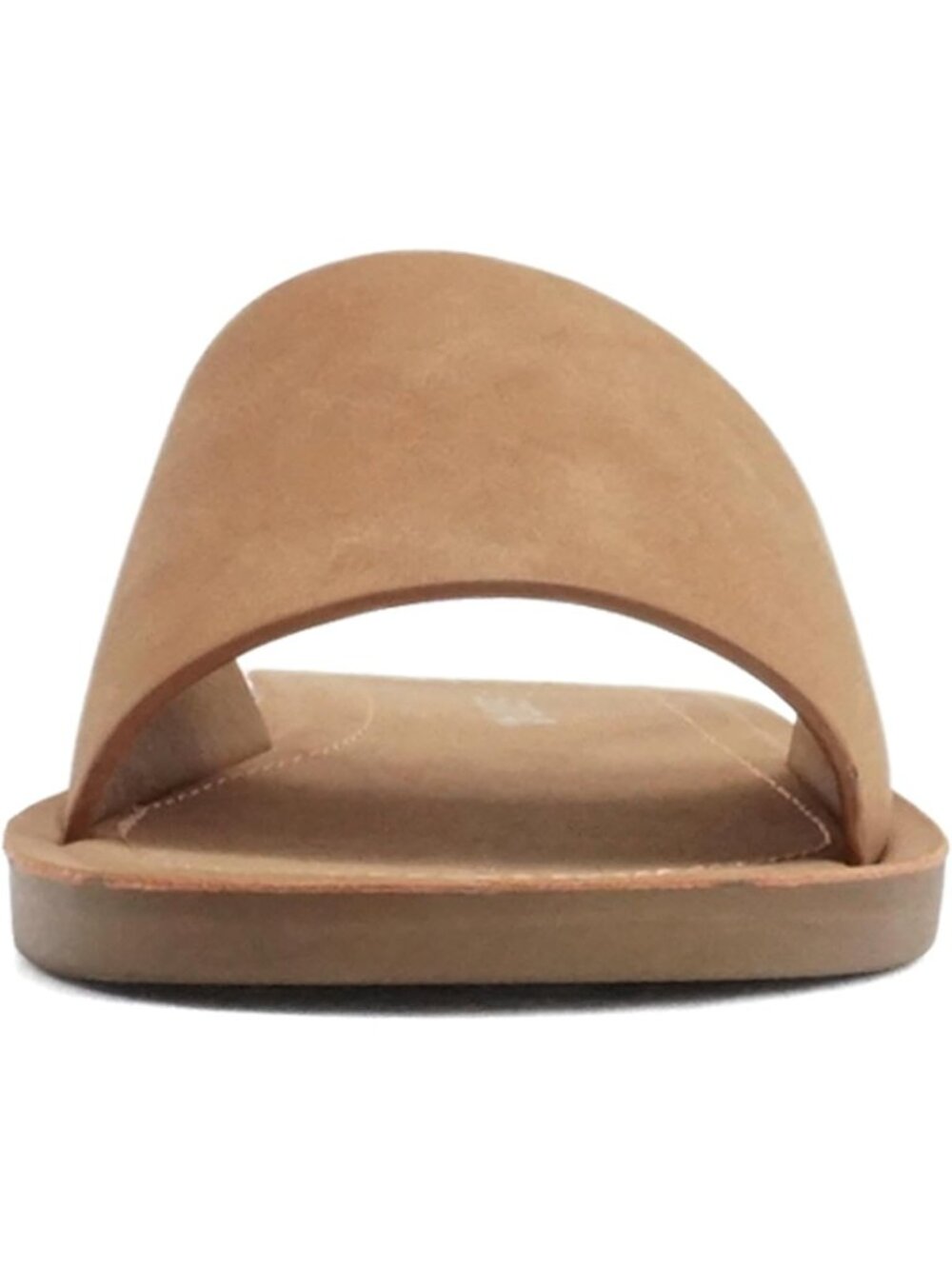 Women's Tan Peep Toe Beach Basic Plain Solid Slip On Slides Casual Slipper Shoes - Picture 4 of 6